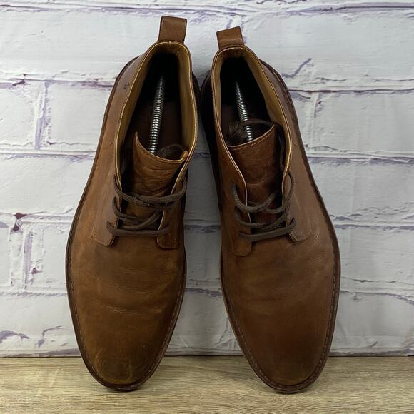 Frye Ashland Brown Leather Chukka Boots Men's Size 10 Ankle Lace-Up Cognac - Picture 5 of 8